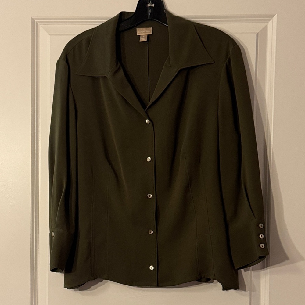 Nordstrom Olive Button-Down Shirt
